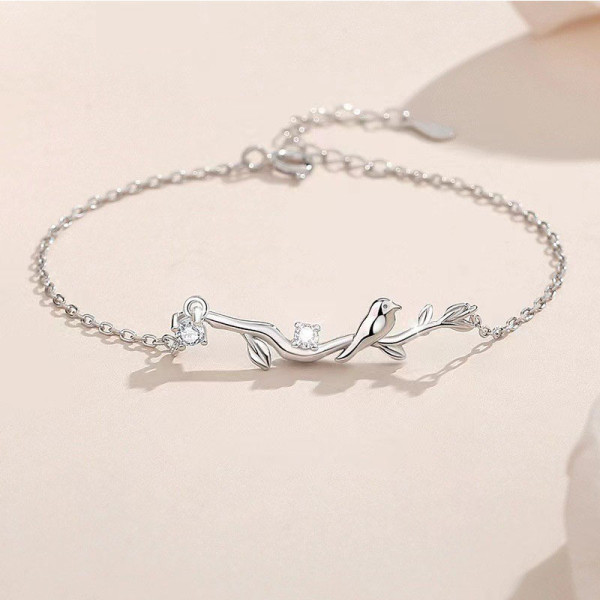 Dainty Silver Bird Bracelet - Sterling Silver