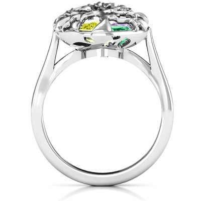 Family Tree Caged Hearts Ring with Ski Tip Band - Handmade By AOL Special