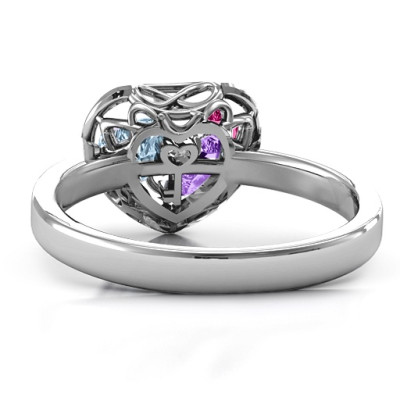 2015 Petite Caged Hearts Ring with Classic Band - Handmade By AOL Special