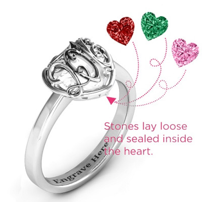 2016 Petite Caged Hearts Ring with Classic Band - Handmade By AOL Special