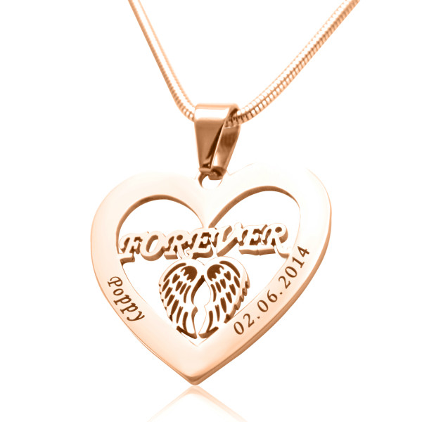 Personalized Angel in My Heart Necklace - 18ct Rose Gold Plated - Handmade By AOL Special