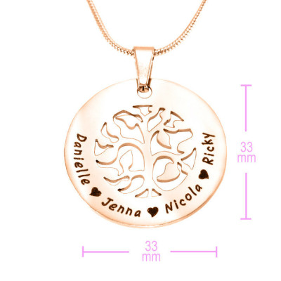 Personalized BFS Family Tree Necklace - 18ct Rose Gold Plated - Handmade By AOL Special