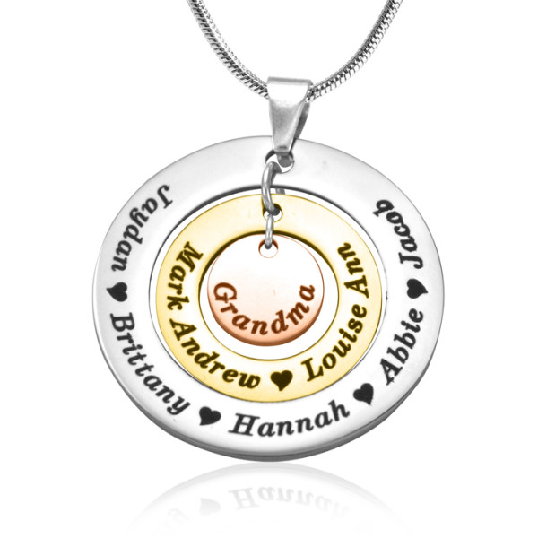 Personalized Circles of Love Necklace - Three Tone - Rose Gold Silver - Handmade By AOL Special