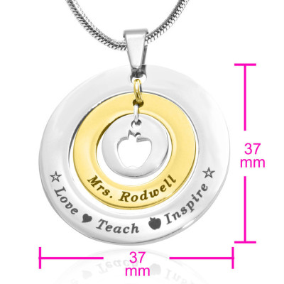 Personalized Circles of Love Necklace Teacher - TWO TONE - Gold Silver - Handmade By AOL Special