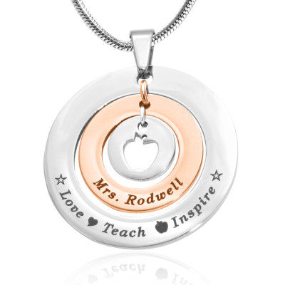 Personalized Circles of Love Necklace Teacher - TWO TONE - Rose Gold Silver - Handmade By AOL Special
