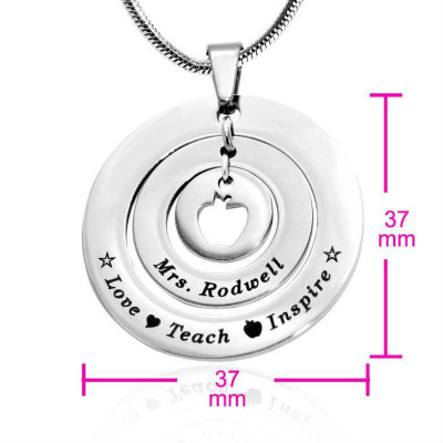 Personalized Circles of Love Necklace Teacher - Sterling Silver - Handmade By AOL Special