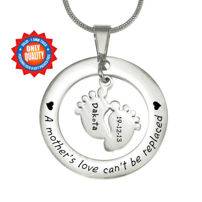 Personalized Cant Be Replaced Necklace - Single Feet 18mm - Sterling Silver - Handmade By AOL Special
