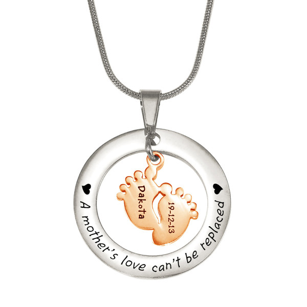 Personalized Cant Be Replaced Necklace - Single Feet 18mm - Two Tone - 18ct Rose Gold Plated - Handmade By AOL Special