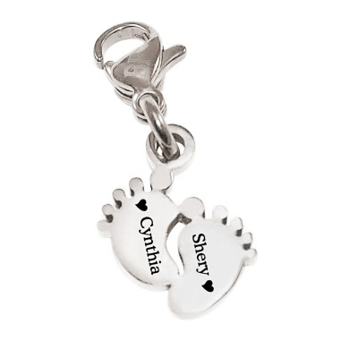 Personalized Feet Charm 12mm With Clasp - Handmade By AOL Special