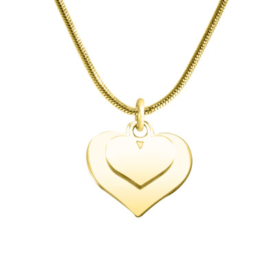 Personalized Double Heart Necklace - 18ct Gold Plated - Handmade By AOL Special
