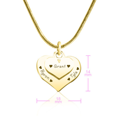 Personalized Double Heart Necklace - 18ct Gold Plated - Handmade By AOL Special