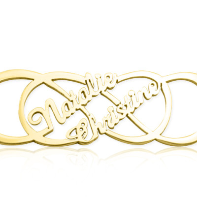 Personalized Infinity X Infinity Name Necklace - 18ct Gold Plated - Handmade By AOL Special