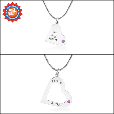 Personalized Mothers Heart Pendant Necklace Set - Handmade By AOL Special