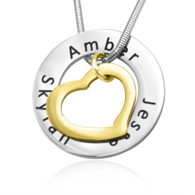 Personalized Heart Washer Necklace - TWO TONE - Gold Silver - Handmade By AOL Special