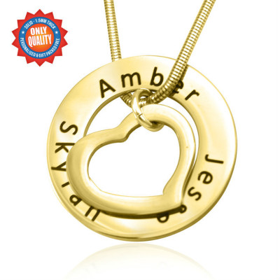 Personalized Heart Washer Necklace - 18ct GOLD Plated - Handmade By AOL Special