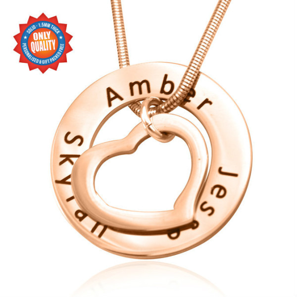 Personalized Heart Washer Necklace - 18ct Rose Gold Plated - Handmade By AOL Special