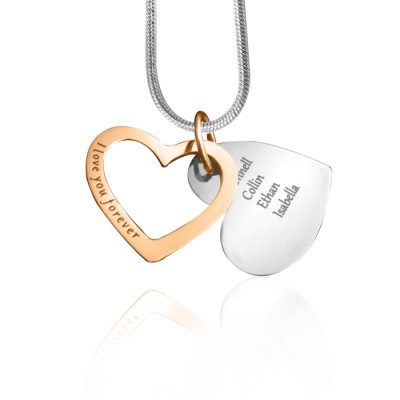 Personalized Love Forever Necklace - Two Tone - Rose Gold Silver - Handmade By AOL Special