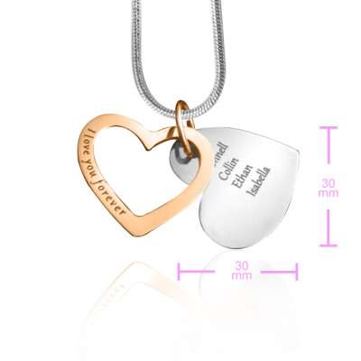 Personalized Love Forever Necklace - Two Tone - Rose Gold Silver - Handmade By AOL Special