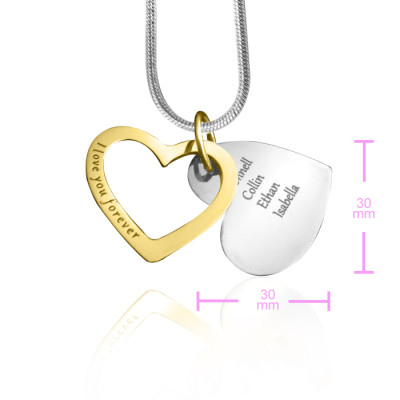 Personalized Love Forever Necklace - Two Tone - Gold Silver - Handmade By AOL Special