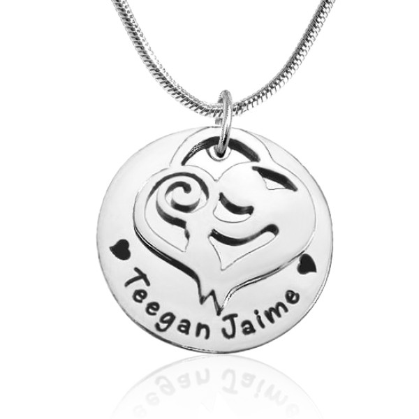 Personalized Mother's Disc Single Necklace - Sterling Silver - Handmade By AOL Special