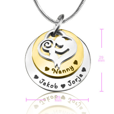 Personalized Mother's Disc Double Necklace - Two Tone - Gold Silver - Handmade By AOL Special