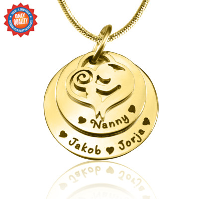 Personalized Mother's Disc Double Necklace - 18ct Gold Plated - Handmade By AOL Special