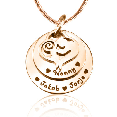 Personalized Mother's Disc Double Necklace - 18ct Rose Gold Plated - Handmade By AOL Special