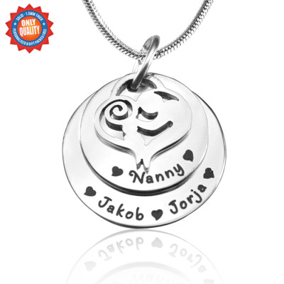 Personalized Mother's Disc Double Necklace - Sterling Silver - Handmade By AOL Special