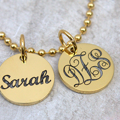 Personalized Monogram Initial Disc Necklace - Handmade By AOL Special