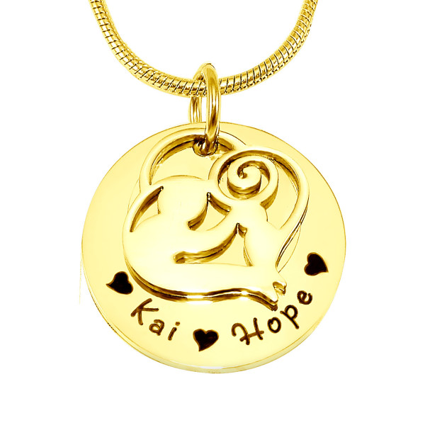 Personalized Mother's Disc Single Necklace - 18ct Gold Plated - Handmade By AOL Special