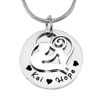 Personalized Mother's Disc Single Necklace - Sterling Silver - Handmade By AOL Special