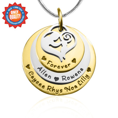 Personalized Mother's Disc Triple Necklace - TWO TONE - Gold Silver - Handmade By AOL Special