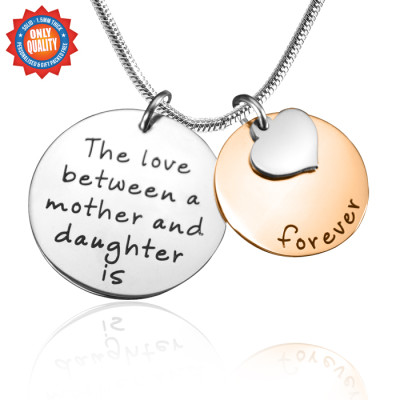 Personalized Mother Forever Necklace - Two Tone - Rose Silver - Handmade By AOL Special