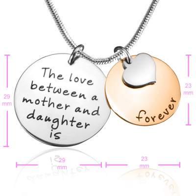 Personalized Mother Forever Necklace - Two Tone - Rose Silver - Handmade By AOL Special