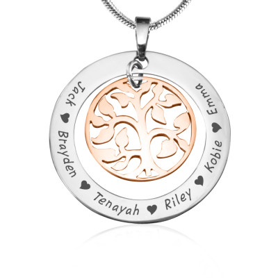 Personalized My Family Tree Necklace - Two Tone - Rose Gold Tree - Handmade By AOL Special
