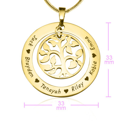 Personalized My Family Tree Necklace - 18ct Gold Plated - Handmade By AOL Special
