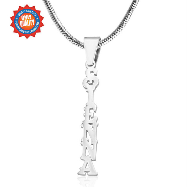 Personalized Name Necklace Vertical - Sterling Silver - Handmade By AOL Special