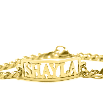 Personalized Name Bracelet/Anklet - 18ct Gold Plated - Handmade By AOL Special