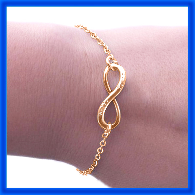 Personalized Classic Infinity Bracelet/Anklet - 18ct Rose Gold Plated - Handmade By AOL Special