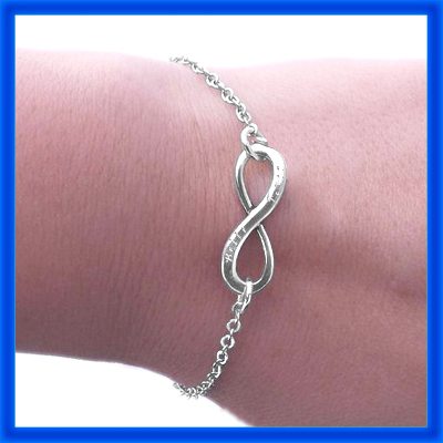 Personalized Classic Infinity Bracelet/Anklet - Sterling Silver - Handmade By AOL Special