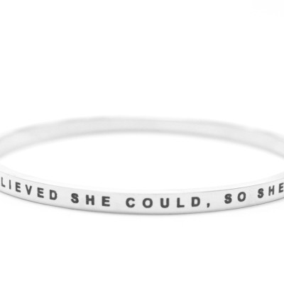 Personalized She Believed She Could Bangle 18ct Gold Plated - Handmade By AOL Special