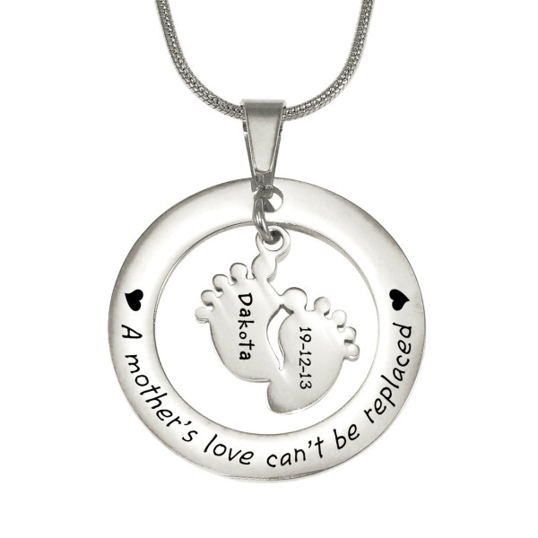 Personalized Cant Be Replaced Necklace - Single Feet 18mm - Sterling Silver - Handmade By AOL Special