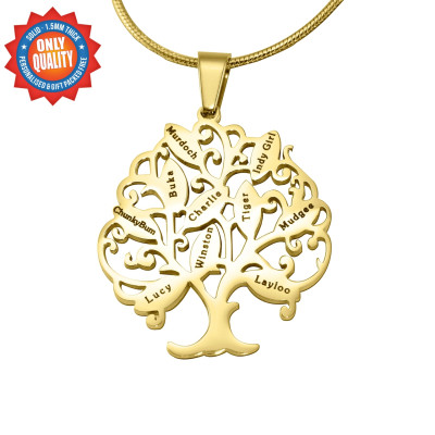 Personalized Tree of My Life Necklace 10 - 18ct Gold Plated - Handmade By AOL Special