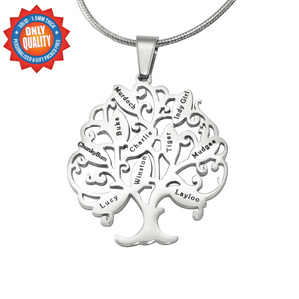 Personalized Tree of My Life Necklace 10 - Sterling Silver - Handmade By AOL Special