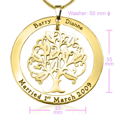 Personalized Tree of My Life Washer Necklace 10 - 18ct Gold Plated - Handmade By AOL Special