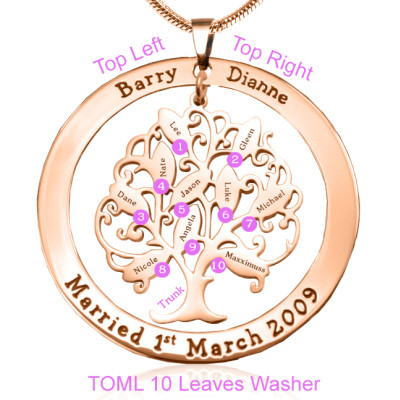 Personalized Tree of My Life Washer 10 - 18ct Rose Gold Plated - Handmade By AOL Special