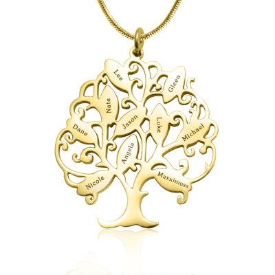 Personalized Tree of My Life Necklace 10 - 18ct Gold Plated - Handmade By AOL Special