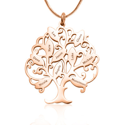 Personalized Tree of My Life Necklace 10 - 18ct Rose Gold Plated - Handmade By AOL Special