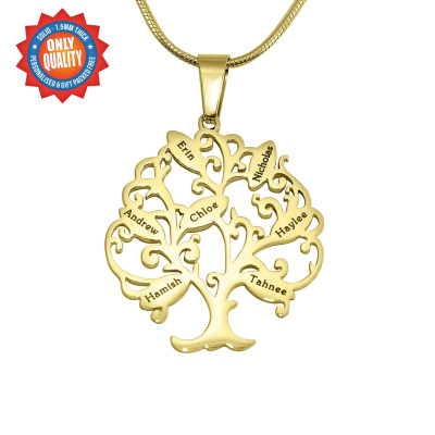 Personalized Tree of My Life Necklace 7 - 18ct Gold Plated - Handmade By AOL Special