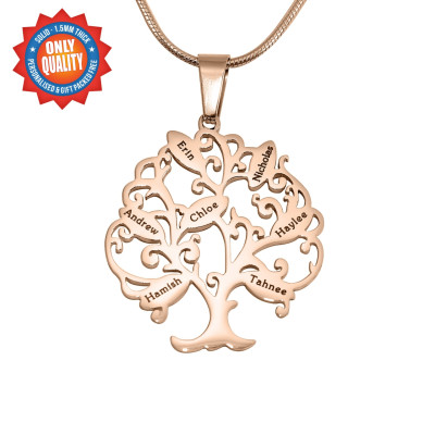 Personalized Tree of My Life Necklace 7 - 18ct Rose Gold Plated - Handmade By AOL Special